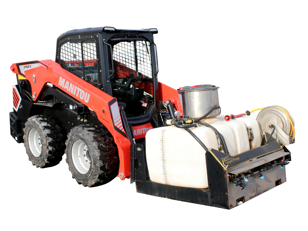 Liquid Rage Skid Steer Sprayer Attachment on Manitou