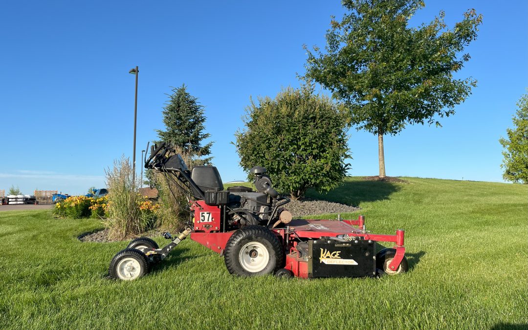 Walk behind mower sulky with 13 inch tires