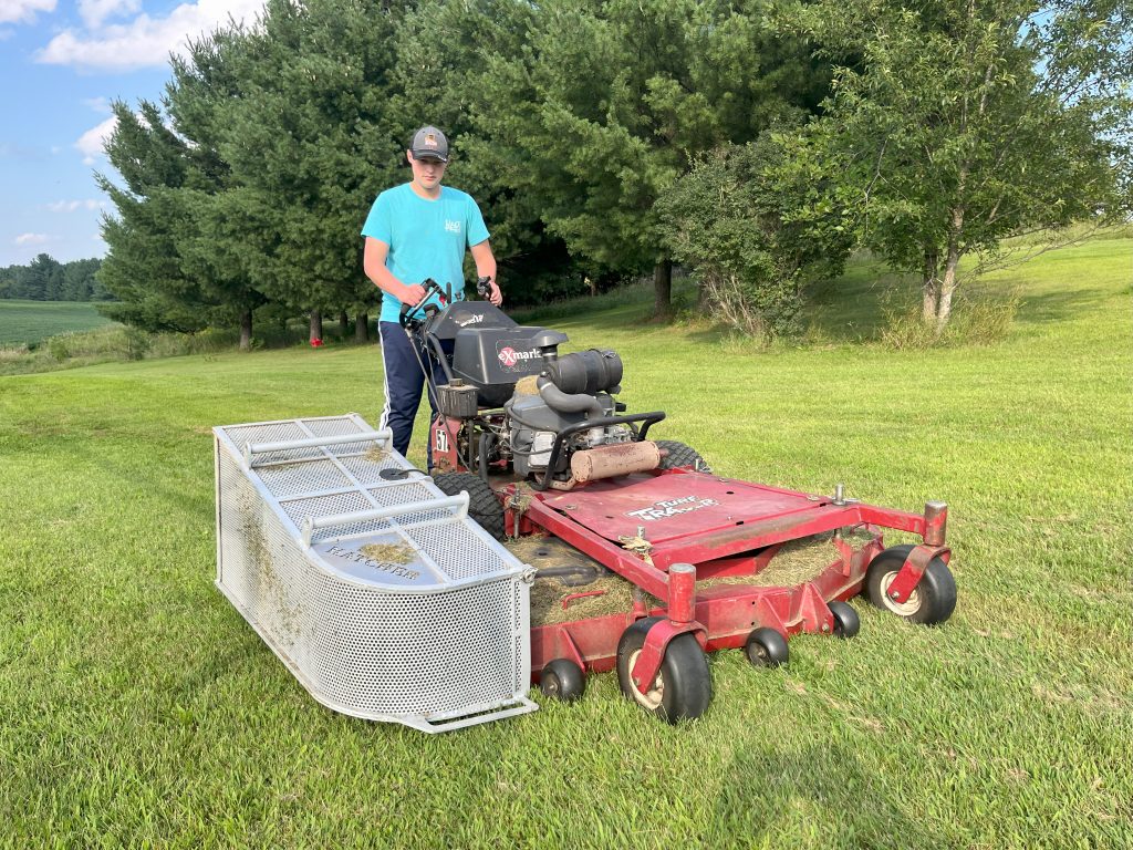 Kage Katcher Grass Clipping Collector on Walk Behind Mower