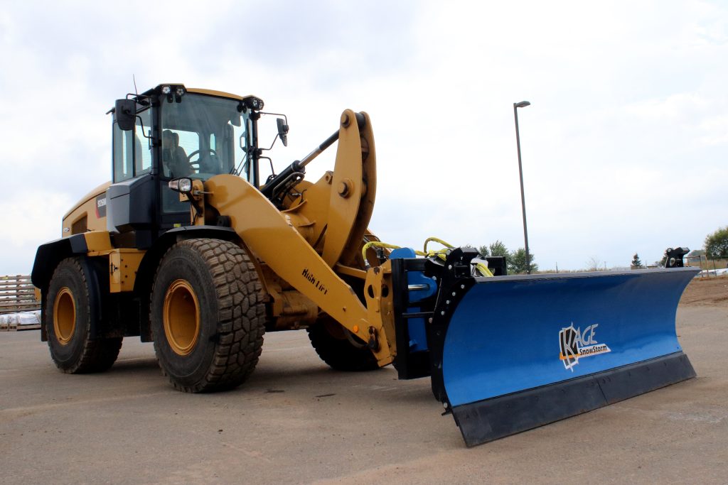 KAGE Snow Blade on Cat Wheel Loader