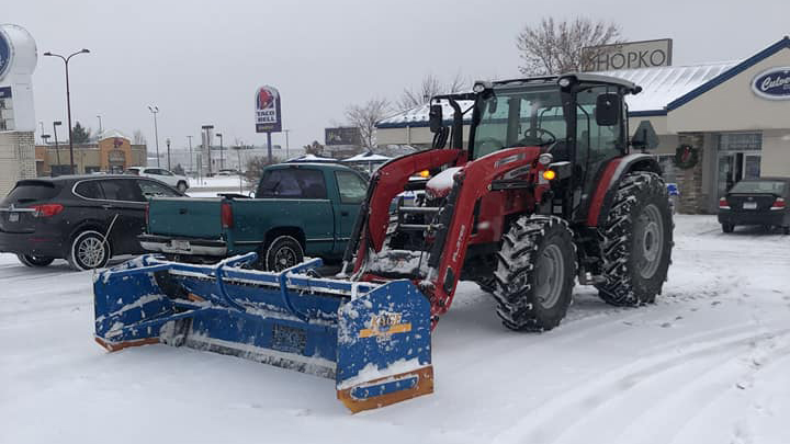 KAGE SnowFire Plow on Massey Tractor Loader Arms